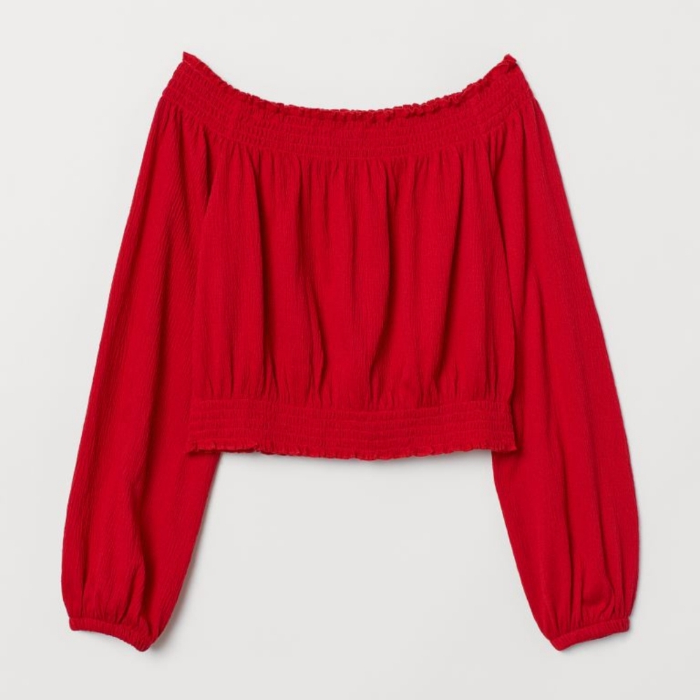 H&M Red Off The Shoulder Top